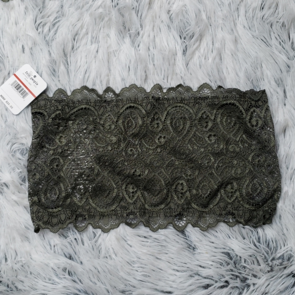 free people green lace bandou bra